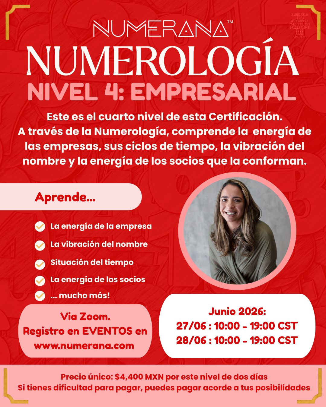 Certificación De Numerología | Por Zoom | Nivel 4: Las Empresas (2026)