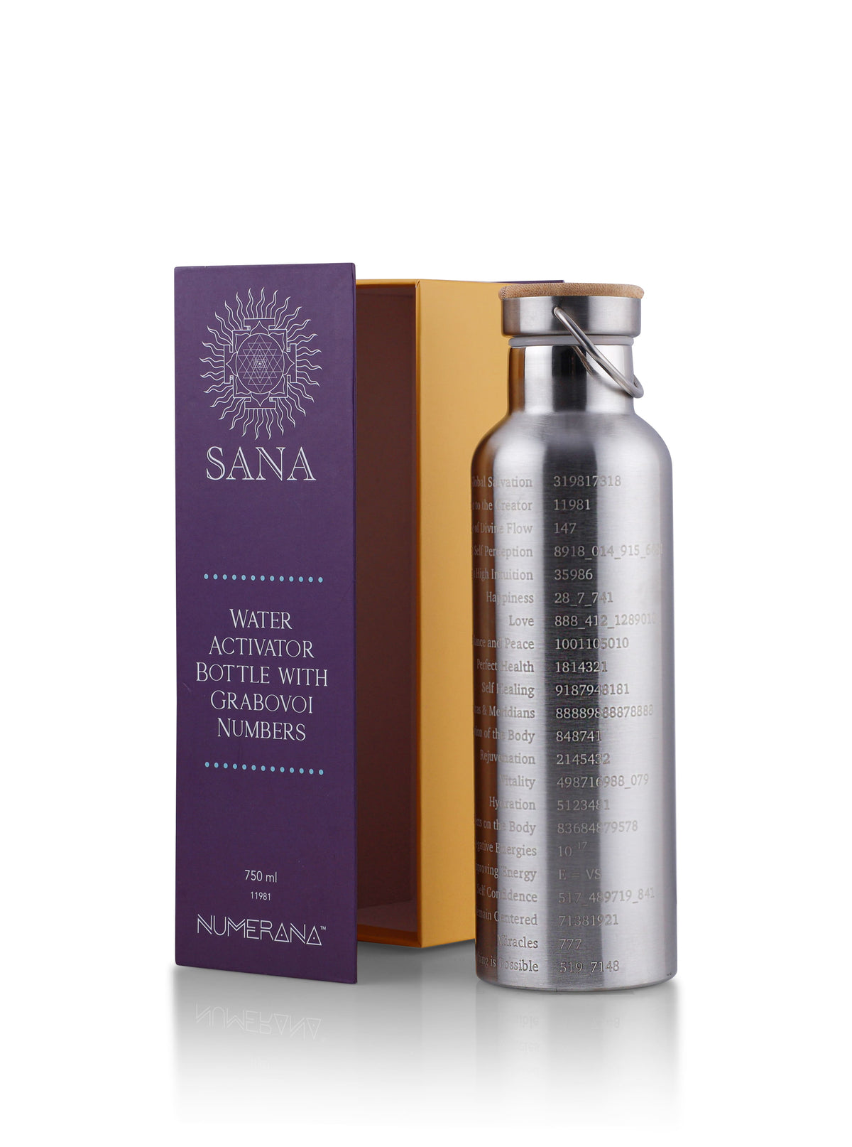 Water Activator Bottle with Grabovoi Numbers andĀ SacredĀ Geometry (750ml)