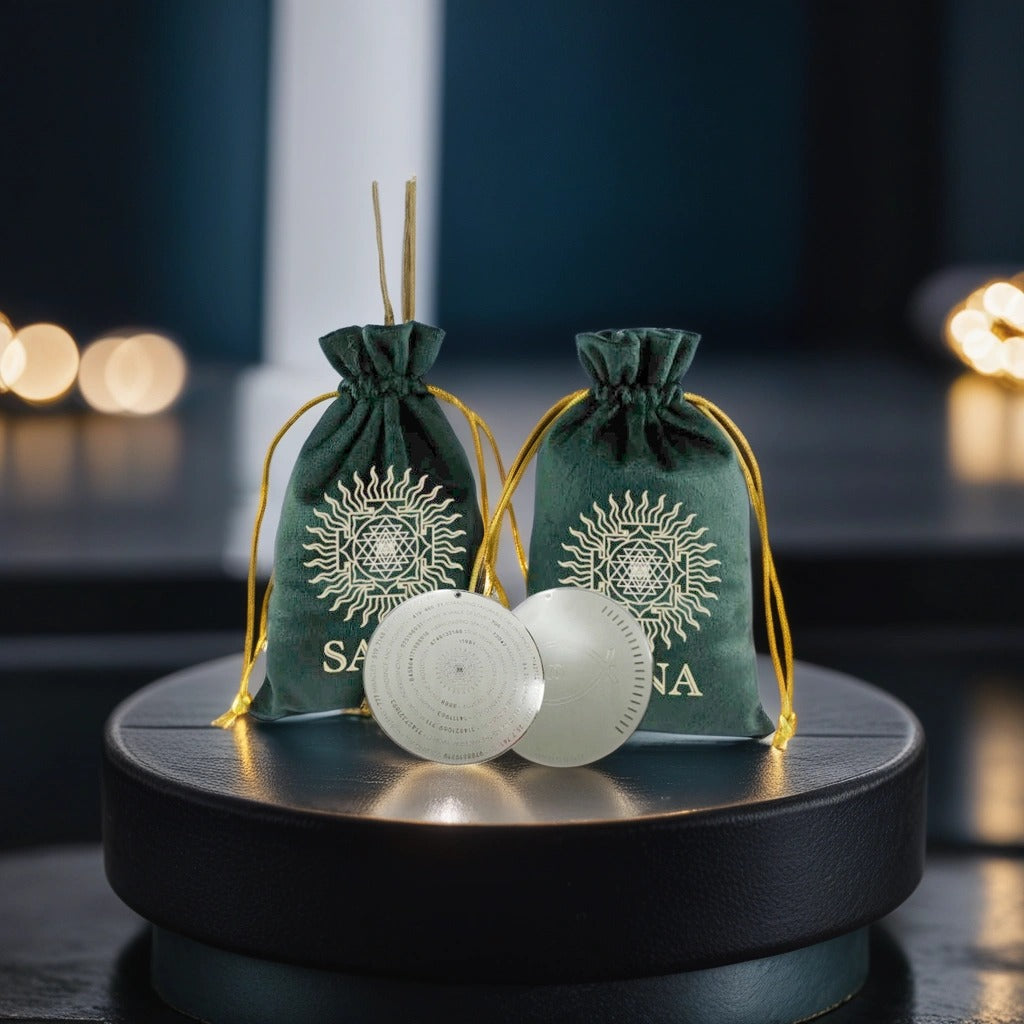 Sacred geometry and Grabovoi number energy plate designed to harmonize relationships, attract miracles, and uplift spaces.