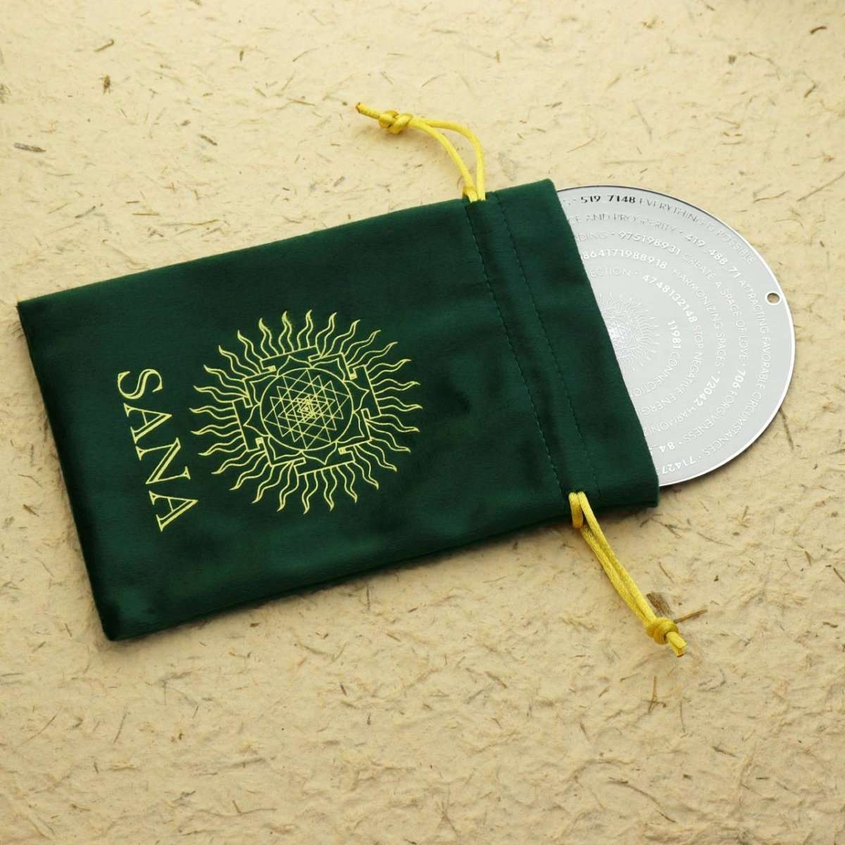 Sacred geometry and Grabovoi number energy plate designed to harmonize relationships, attract miracles, and uplift spaces.