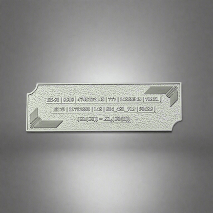 Metallic Grabovoi number charm for vehicles, designed to enhance protection, remove obstacles, and harmonize travel energy