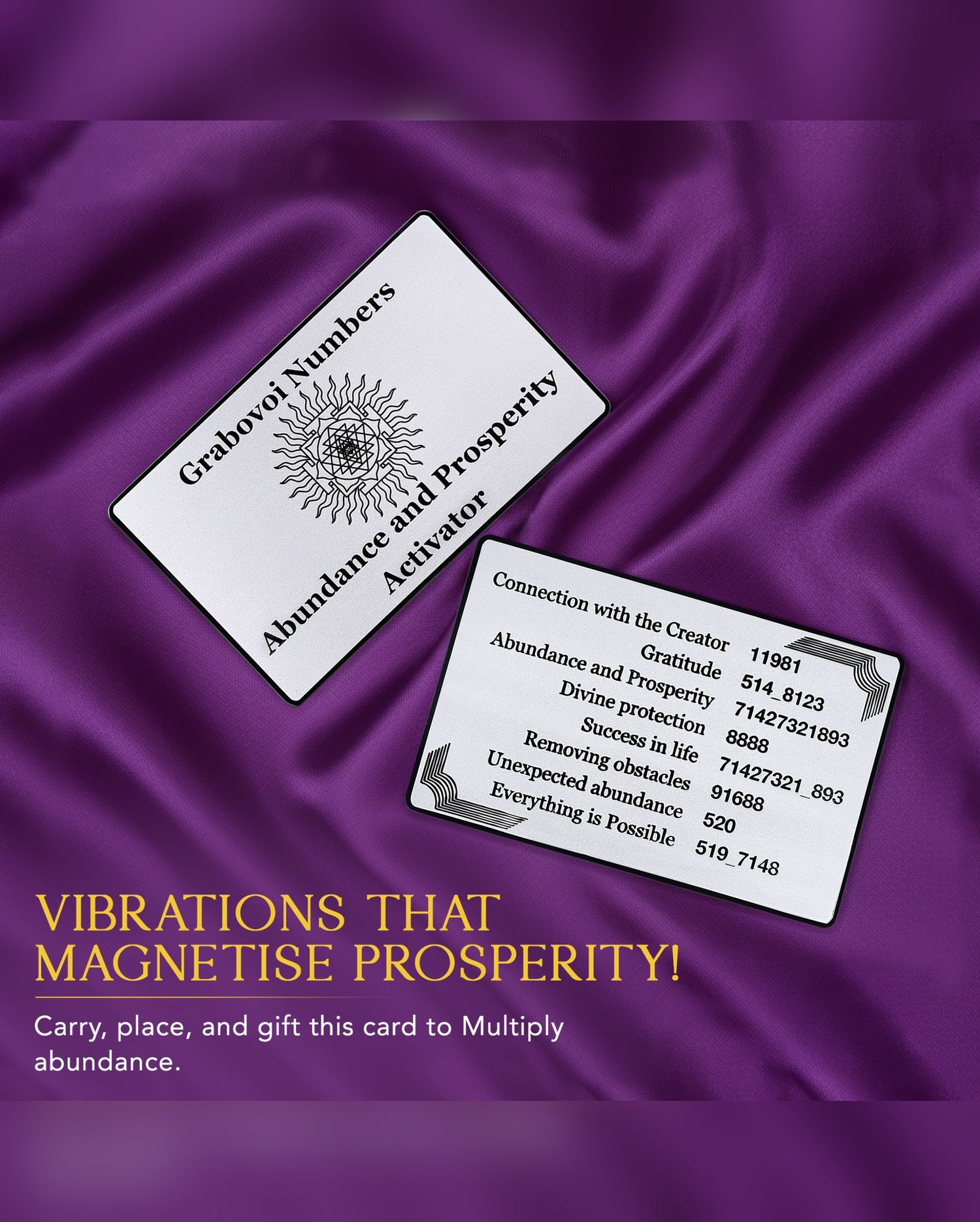 Abundance Activator Card with Grabovoi Numbers and Sacred Geometry