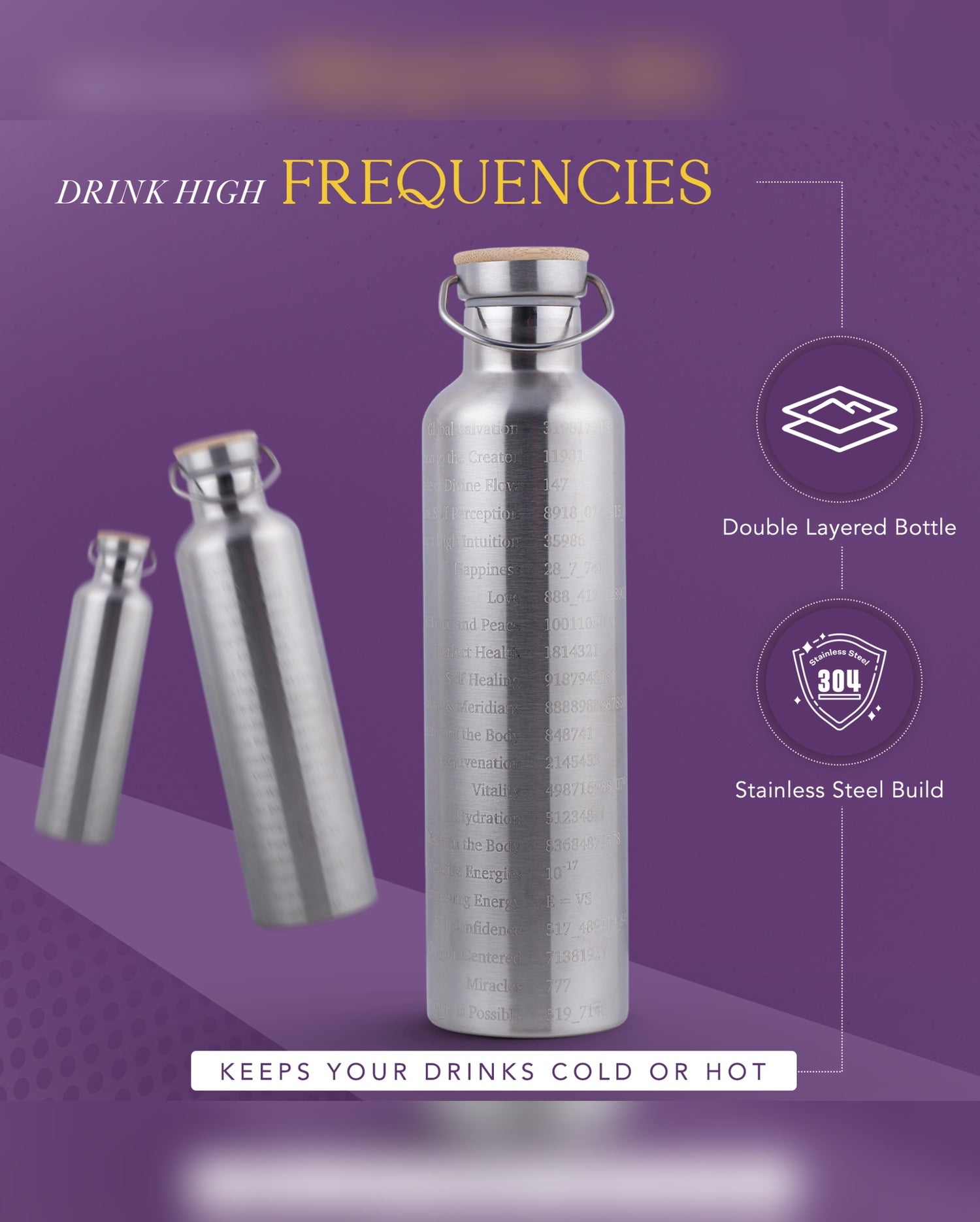Water Activator Bottle with Grabovoi Numbers and Sacred Geometry (750ml)