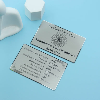 Grabovoi number wallet card designed to enhance abundance, wealth, and financial alignment through spiritual technology.